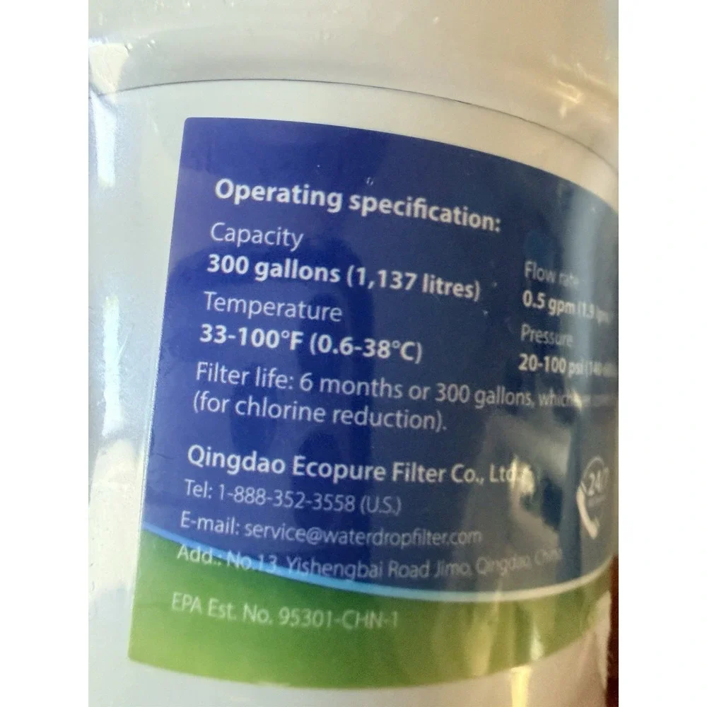 Lot of 2 Waterdrop WD-F13 Refrigerator Water Filter Cartridges For GE MWF Filter